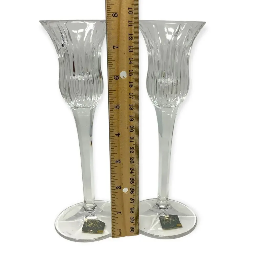 Mikasa Icicles Crystal Candlestick Holders Set of 2 NWT